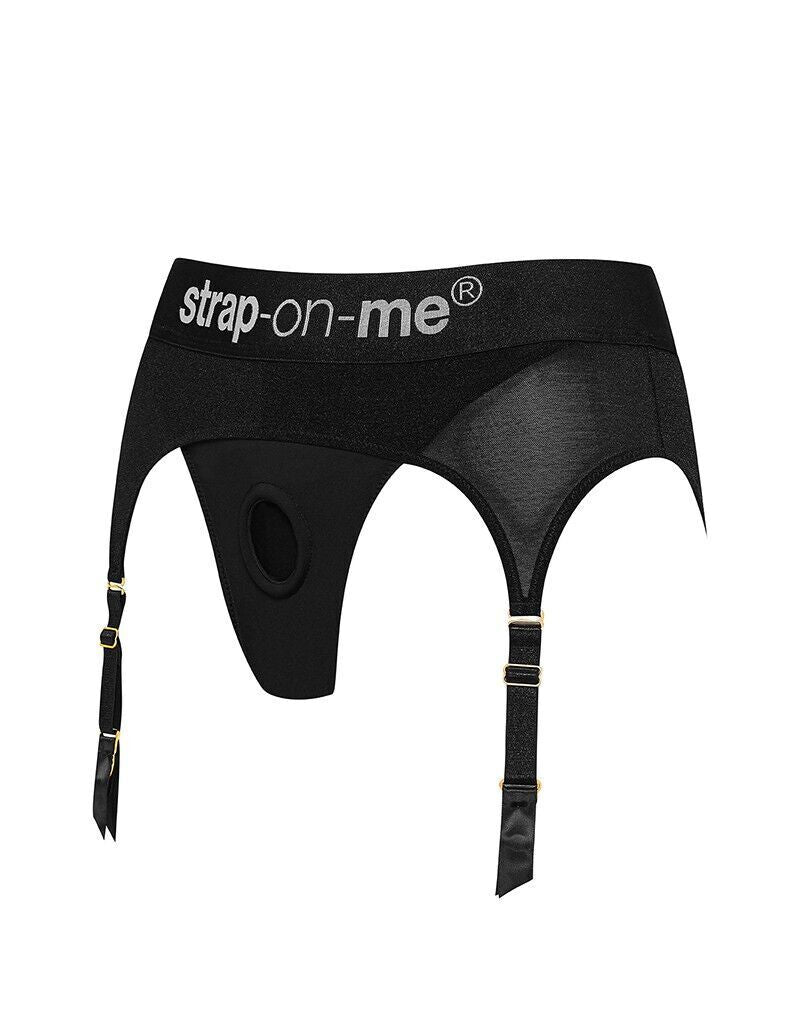 Трусики для страпона з підв’язками для панчіх Strap-On-Me REBEL HARNESS - XS