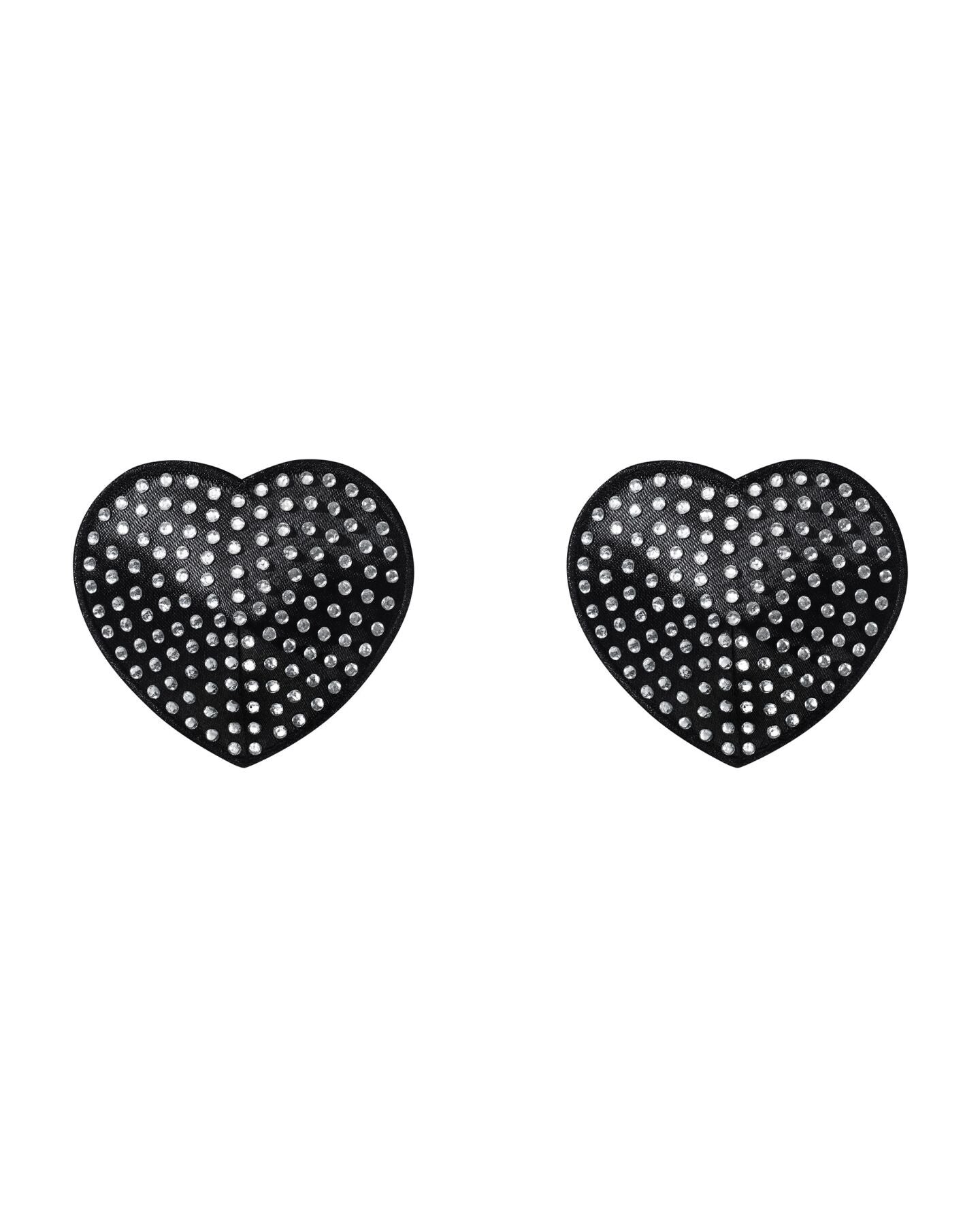 Накладки-серця на соски зі стразами Obsessive A750 nipple covers, чорні (м'ята упаковка!!!)