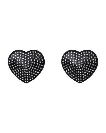 Накладки-серця на соски зі стразами Obsessive A750 nipple covers, чорні (м'ята упаковка!!!)