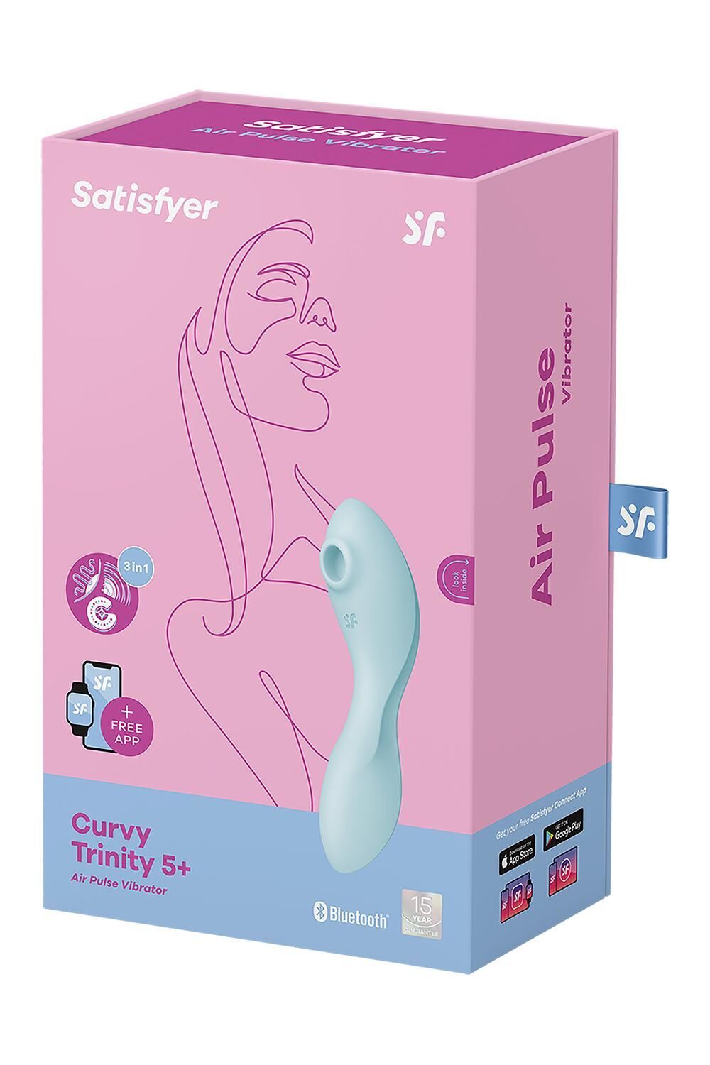 Вакуумний смарт-стимулятор із вібрацією Satisfyer Curvy Trinity 5 (Blue)  (м'ята упаковка!!!)