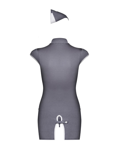 Еротичний костюм стюардеси Obsessive Stewardess 3 pcs grey S/M (м'ята упаковка!!!)