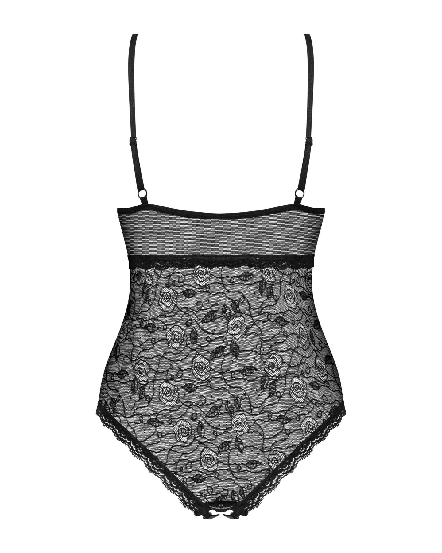 Мереживне боді з доступом Obsessive 818-TED-1 teddy XS/S, чорне