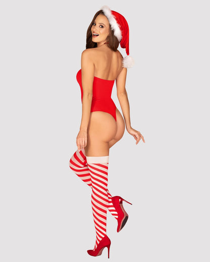 Боді Obsessive Kissmas teddy red L/XL (м'ята упаковка!!!)
