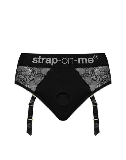 Мереживні трусики для страпона з підв’язками для панчіх Strap-On-Me DIVA HARNESS - XS