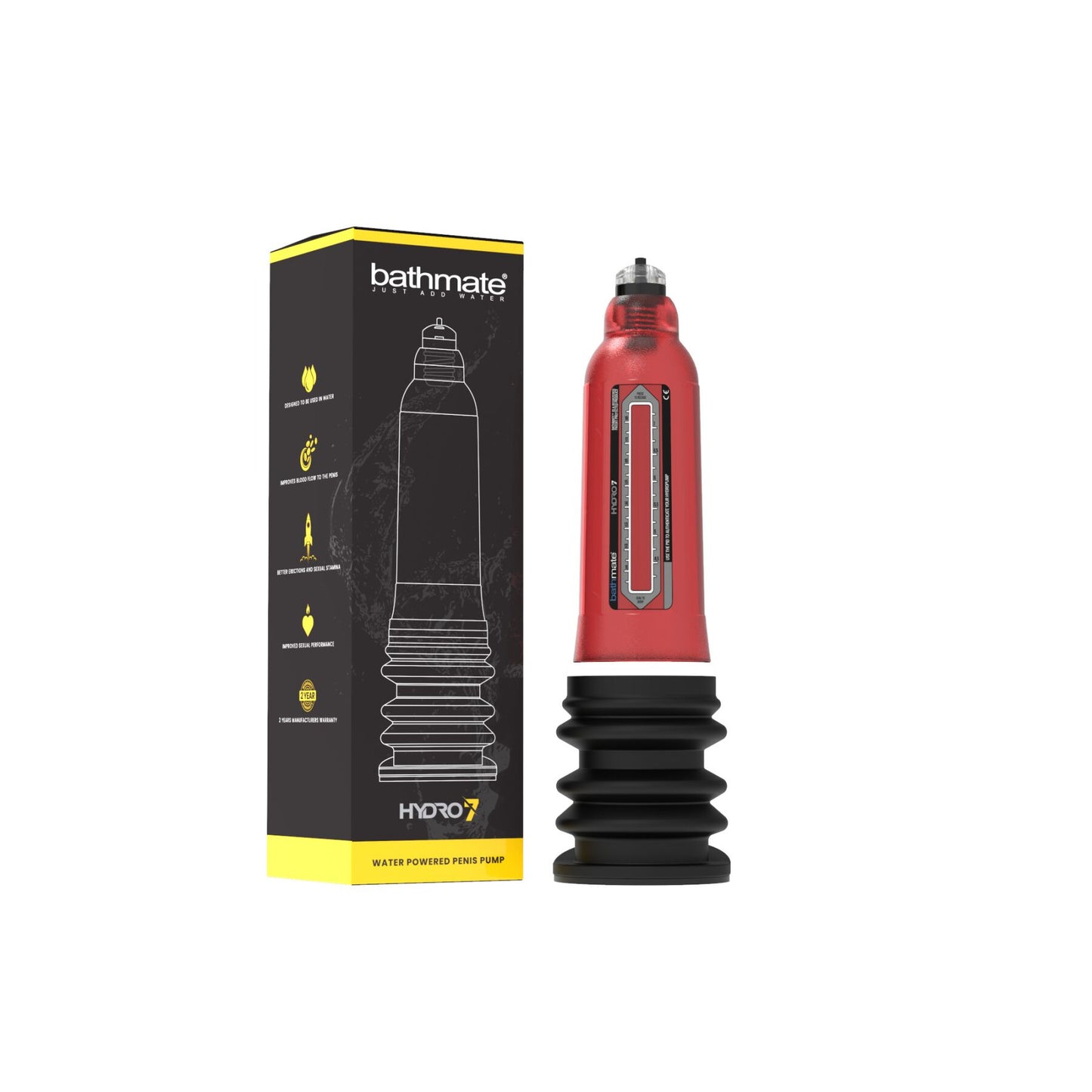Гідропомпа Bathmate Hydro 7 Red, для члена довжиною від 12,5 до 18 см, діаметр до 5 см