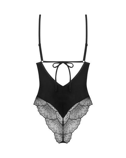 Тедді Obsessive Lobellis teddy, M/L, чорне, ліф з м’якою чашкою, відкрита спина, низ-стрінги