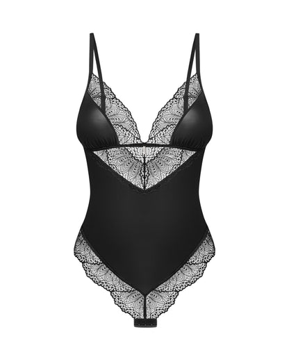 Тедді Obsessive Lobellis teddy, M/L, чорне, ліф з м’якою чашкою, відкрита спина, низ-стрінги