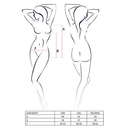 Боді монокіні під латекс Passion JEAN BODY XXL/XXXL, black