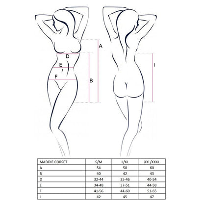 Корсет-сорочка з пажами Passion MADDIE CORSET XXL/XXXL, black, трусики