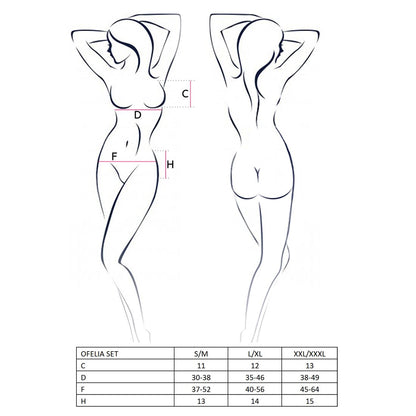 Комплект білизни Passion OFELIA SET OpenBra L/XL, white, стрінги, відкритий ліф, широкий пояс