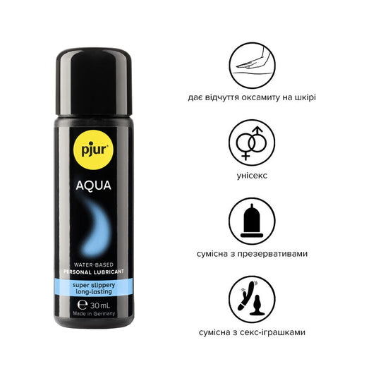 Лубрикант на водній основі pjur Aqua 30 мл, ефект оксамитової шкіри без прилипання