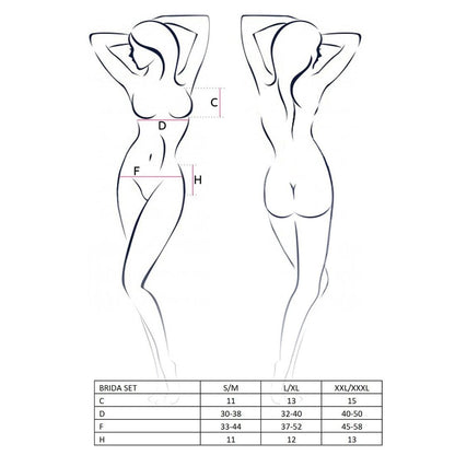 Комплект білизни Passion Exclusive BRIDA SET OpenBra 2XL/3XL black трусики-танга пояс відкритий ліф