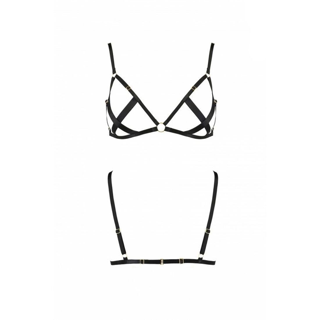 Відкритий бюстгальтер-стрепи Passion Exclusive NICKY BRA S/M, black