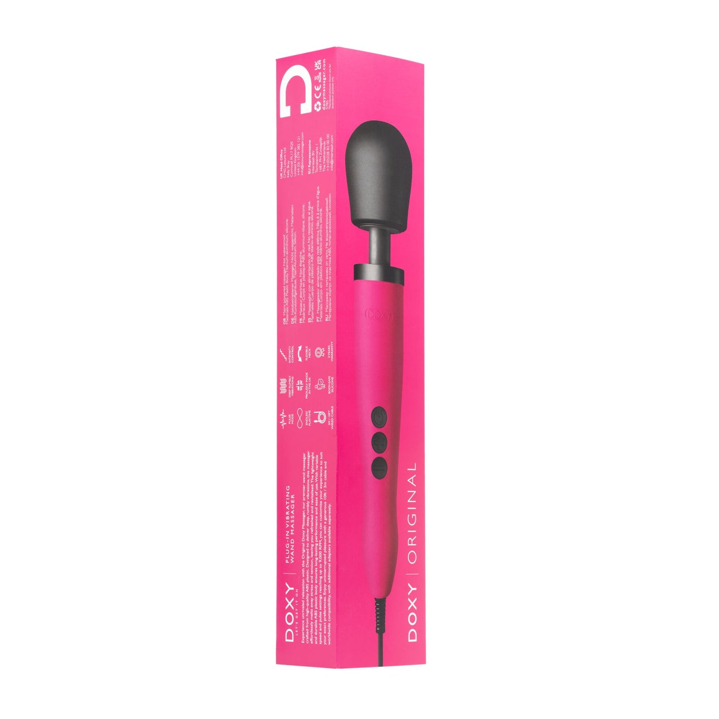 Вібромасажер DOXY Original Pink, дуже потужний, живлення 220В, пульсівні вібрації