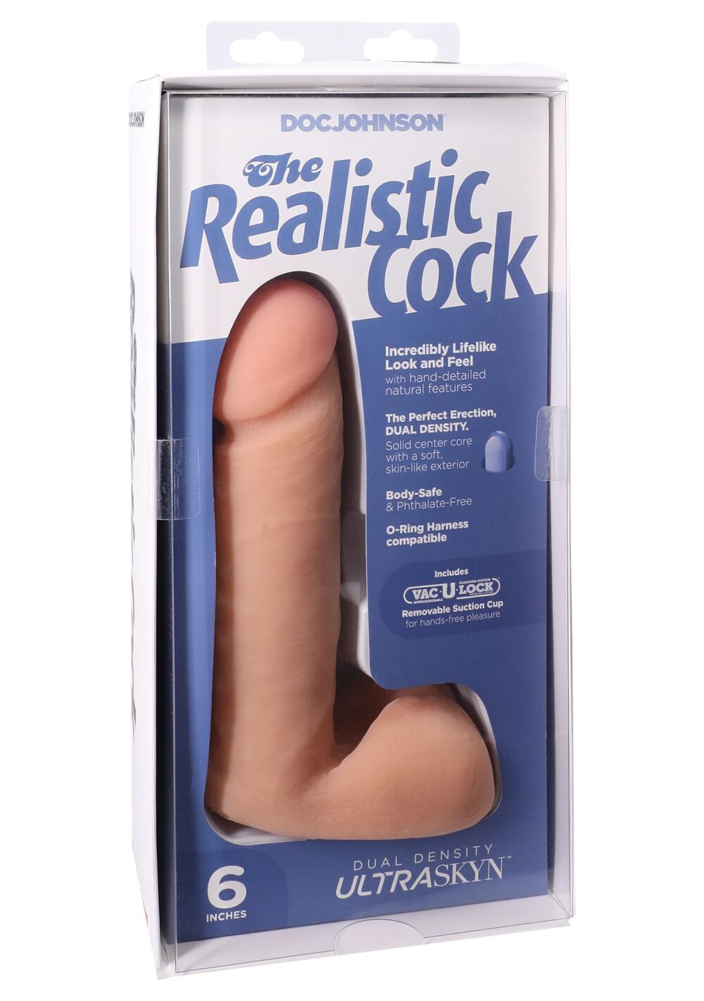 Фалоімітатор Doc Johnson The Realistic Cock 6 inch White – ULTRASKYN, Vack-U-Lock, діаметр 4,3 см