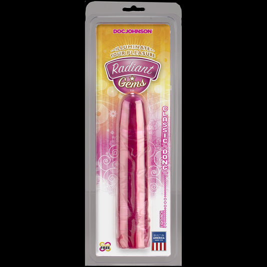 Фалоімітатор Doc Johnson Radiant Gems 8 Inch Fuchsia, діаметр 4,3 см, антибактеріальний ПВХ