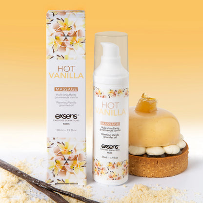 Масажна олія EXSENS Hot Vanilla 50мл розігріває, без цукру, без парабенів, їстівна