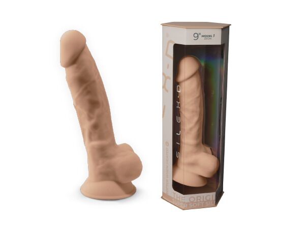 Фалоімітатор SilexD Tomas Flesh (MODEL 1 size 9in), двошаровий, силікон + Silexpan, діаметр 4,9см