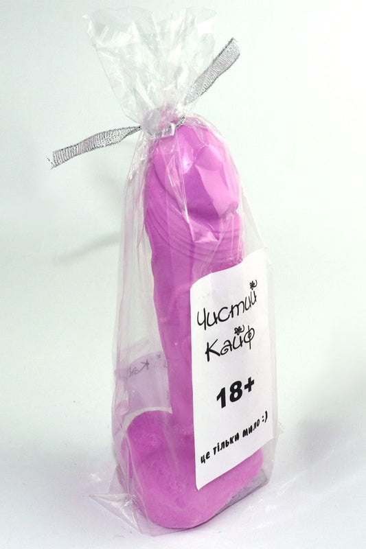 Крафтове мило-член із присоскою Чистий Кайф Violet size L, натуральне