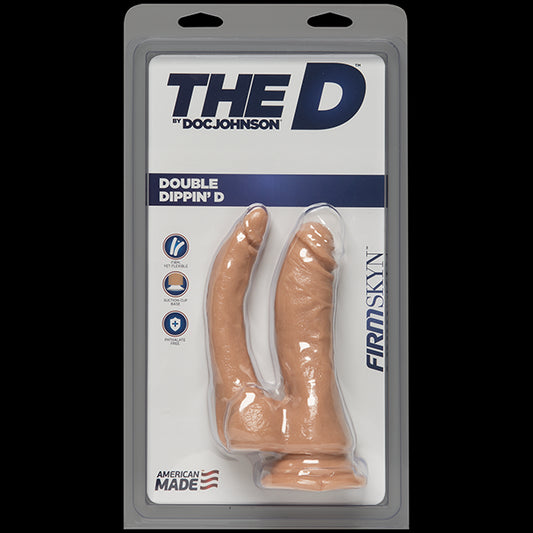 Подвійний фалоімітатор Doc Johnson The D - Double Dippin D FIRMSKYN для анально-вагінального сексу