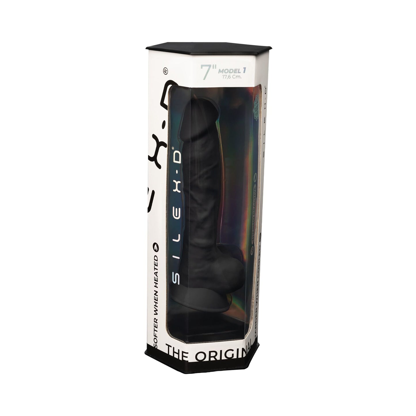 Фалоімітатор SilexD Johnny Black (MODEL 1 size 7in), двошаровий, силікон + Silexpan, діаметр 3,8см