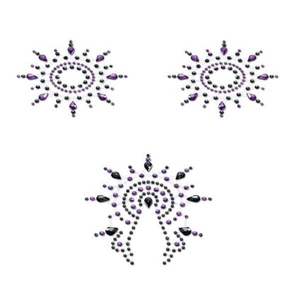Пестіс з кристалів Petits Joujoux Gloria set of 3 - Black/Purple, прикраса на груди та вульву