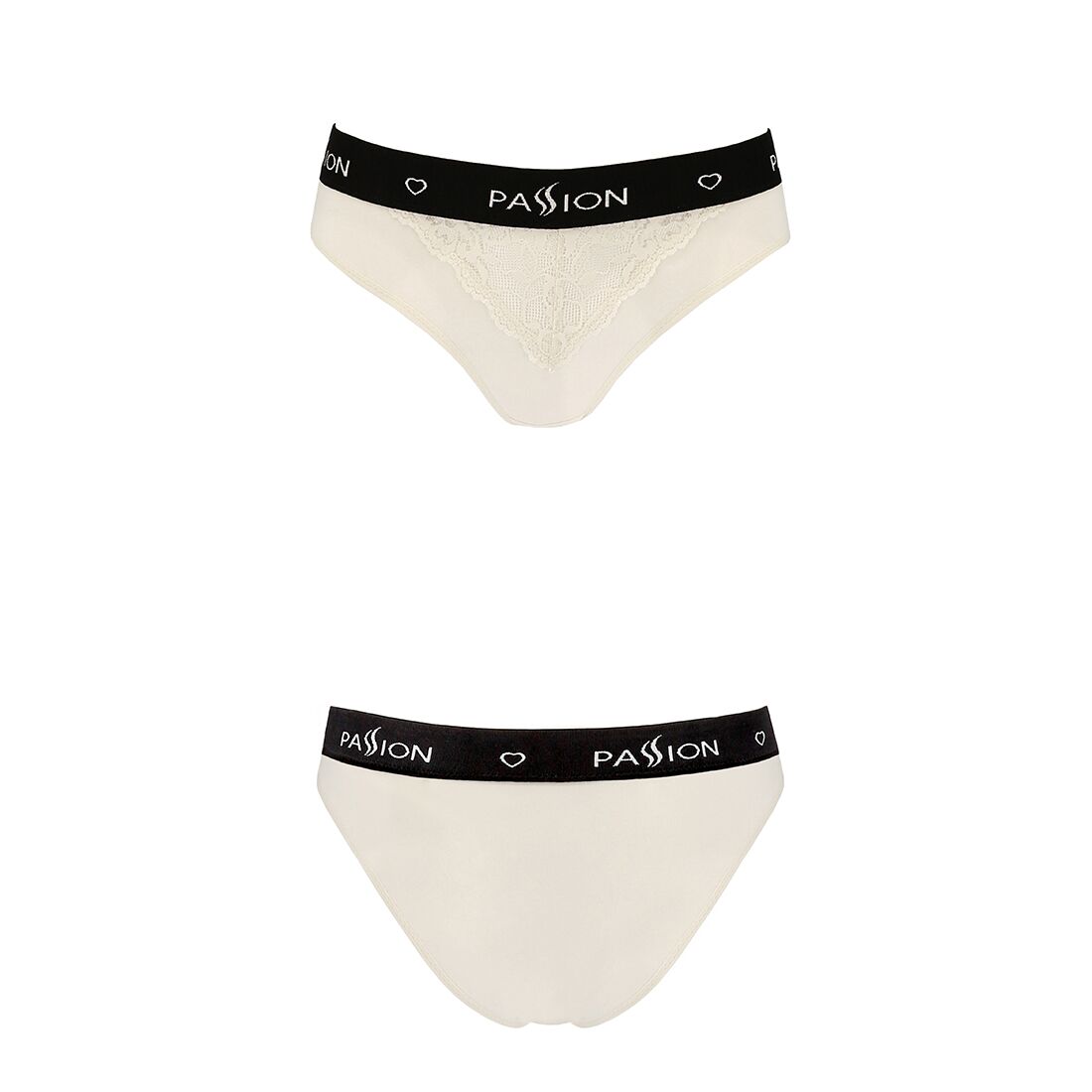 Трусики з широкою резинкою і мереживом Passion PS001 PANTIES XL, ecru