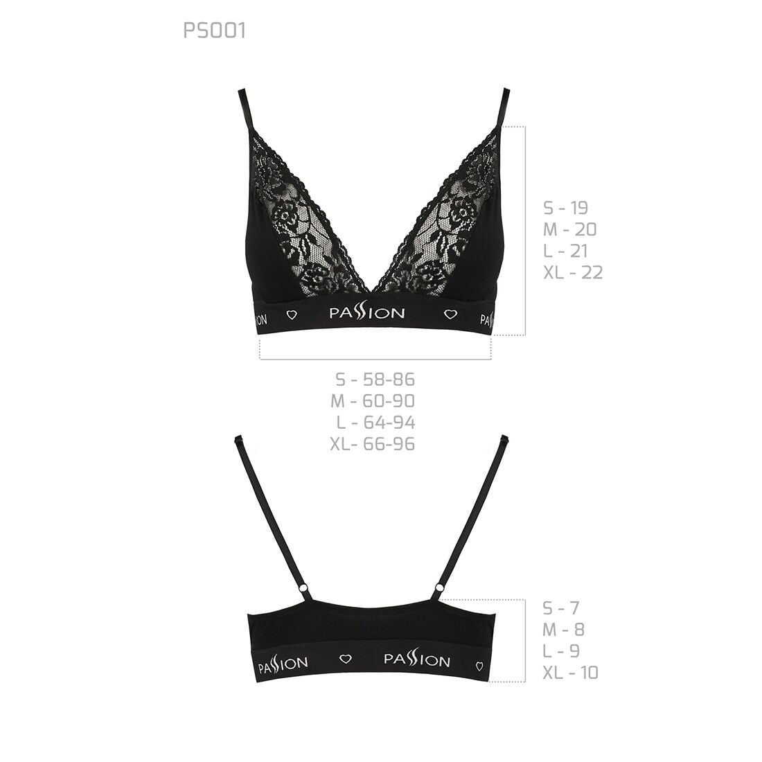 Еластичний топ з мереживом Passion PS001 TOP L, black