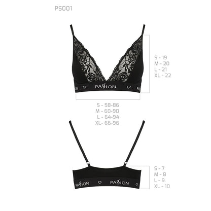Еластичний топ з мереживом Passion PS001 TOP M, black