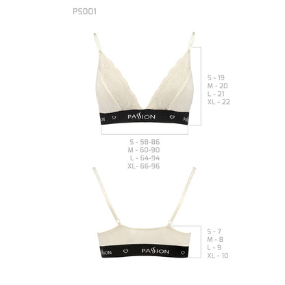 Еластичний топ з мереживом Passion PS001 TOP XL, ecru