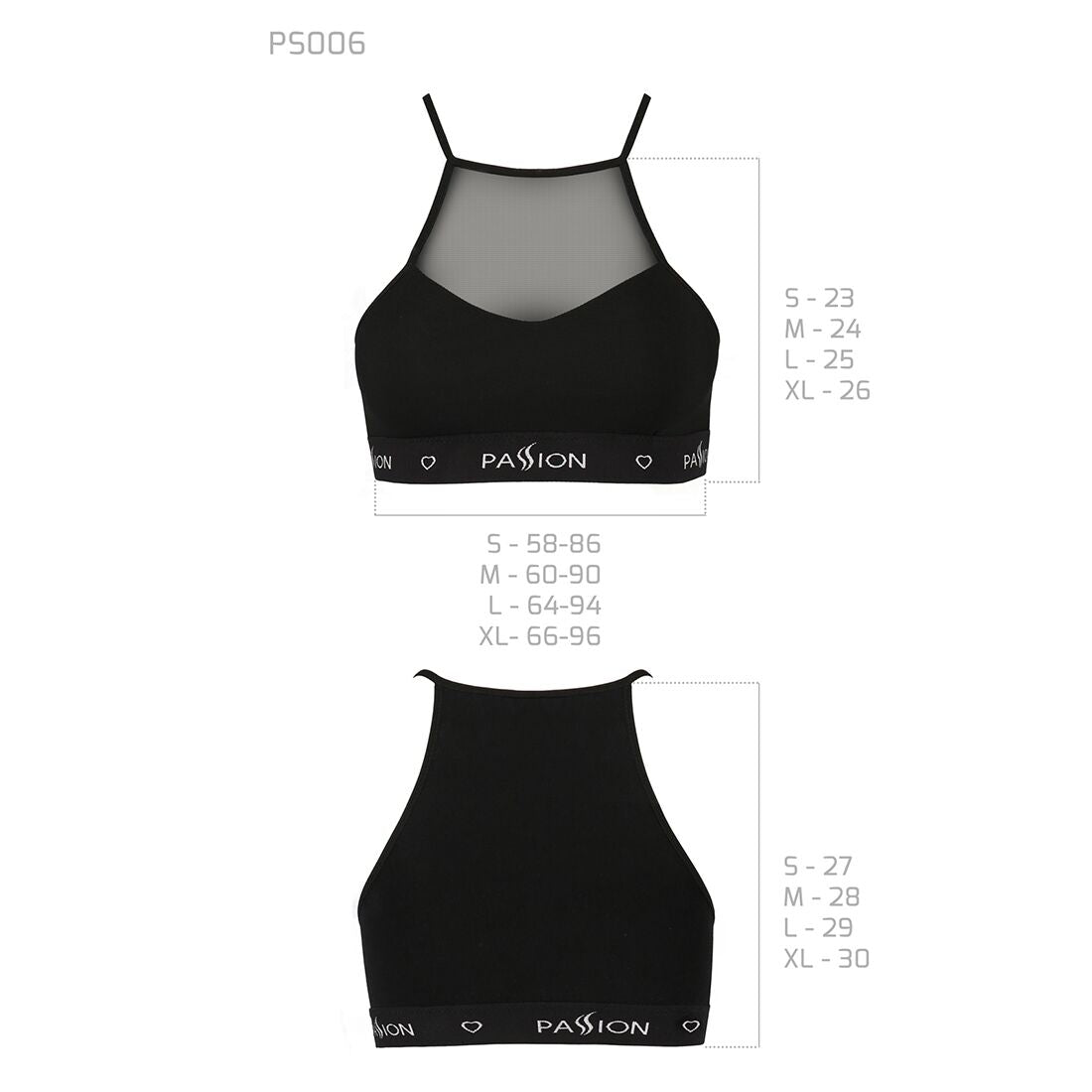 Спортивний топ з прозорою вставкою Passion PS006 TOP M, black