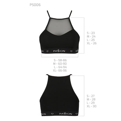 Спортивний топ з прозорою вставкою Passion PS006 TOP S, black