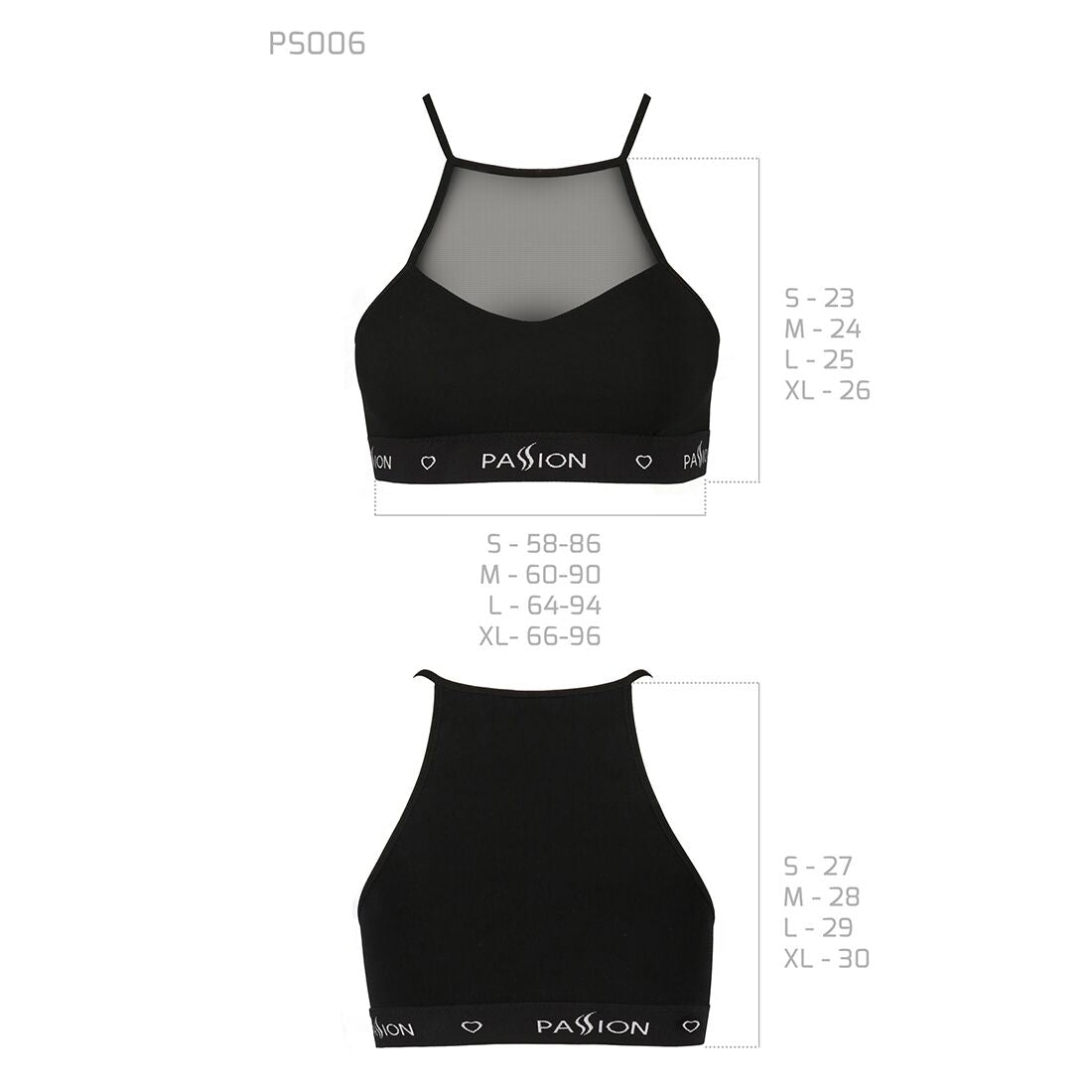 Спортивний топ з прозорою вставкою Passion PS006 TOP XL, black