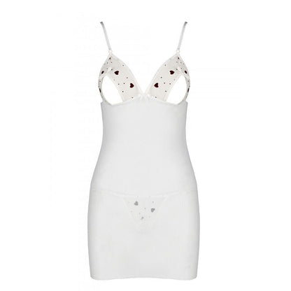 Сорочка з вирізами на грудях, стрінги Passion LOVELIA CHEMISE XXL/XXXL, white