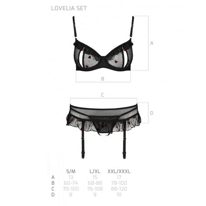 Сексуальний комплект з поясом для панчіх Passion LOVELIA SET XXL/XXXL, black