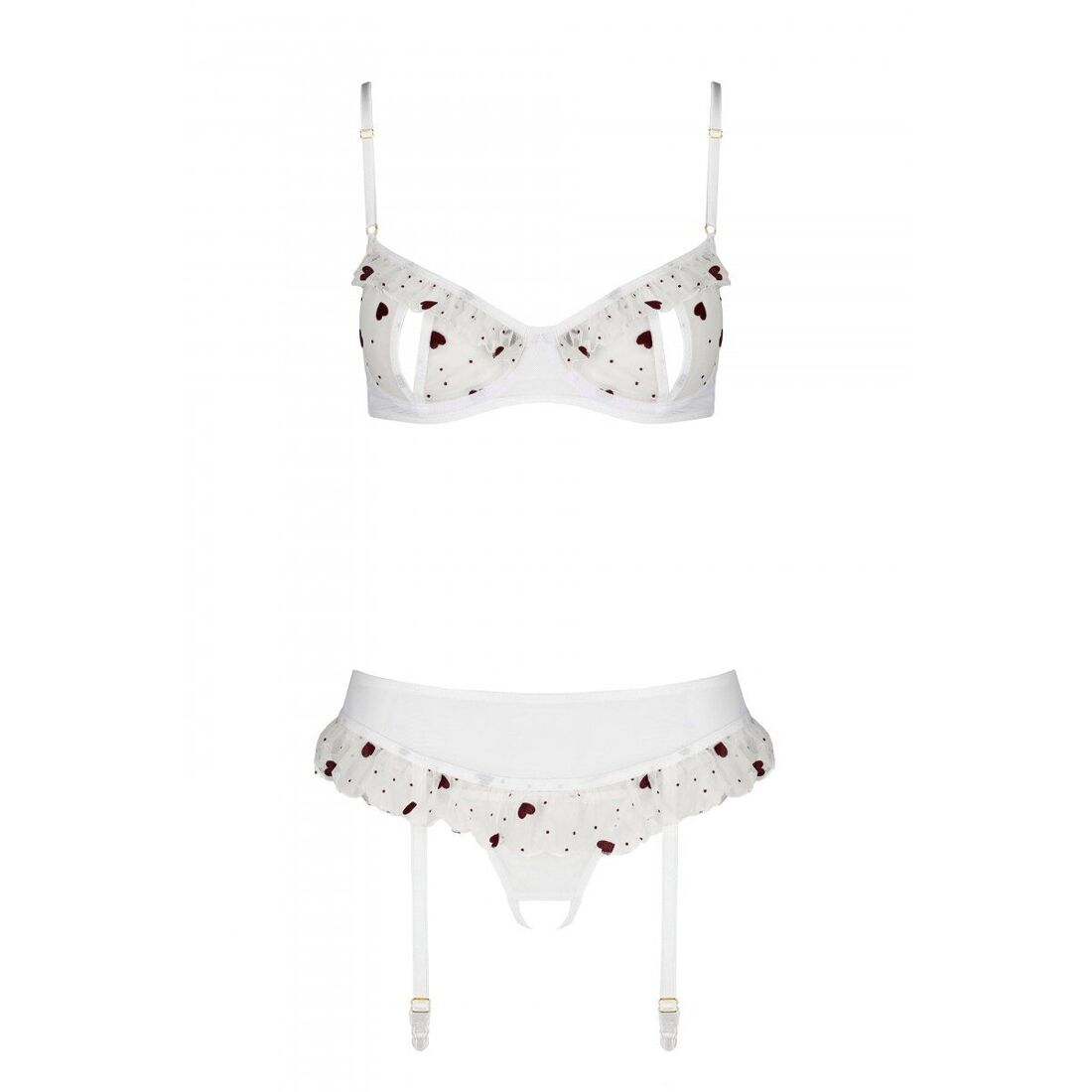 Сексуальний комплект з поясом для панчіх Passion LOVELIA SET S/M, white