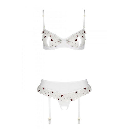 Сексуальний комплект з поясом для панчіх Passion LOVELIA SET S/M, white