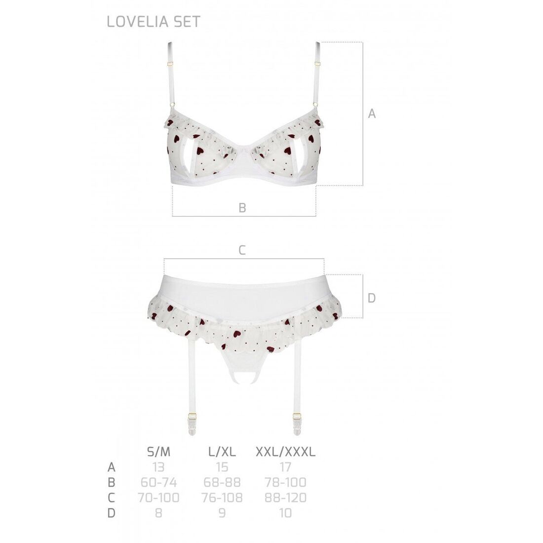 Сексуальний комплект з поясом для панчіх Passion LOVELIA SET S/M, white
