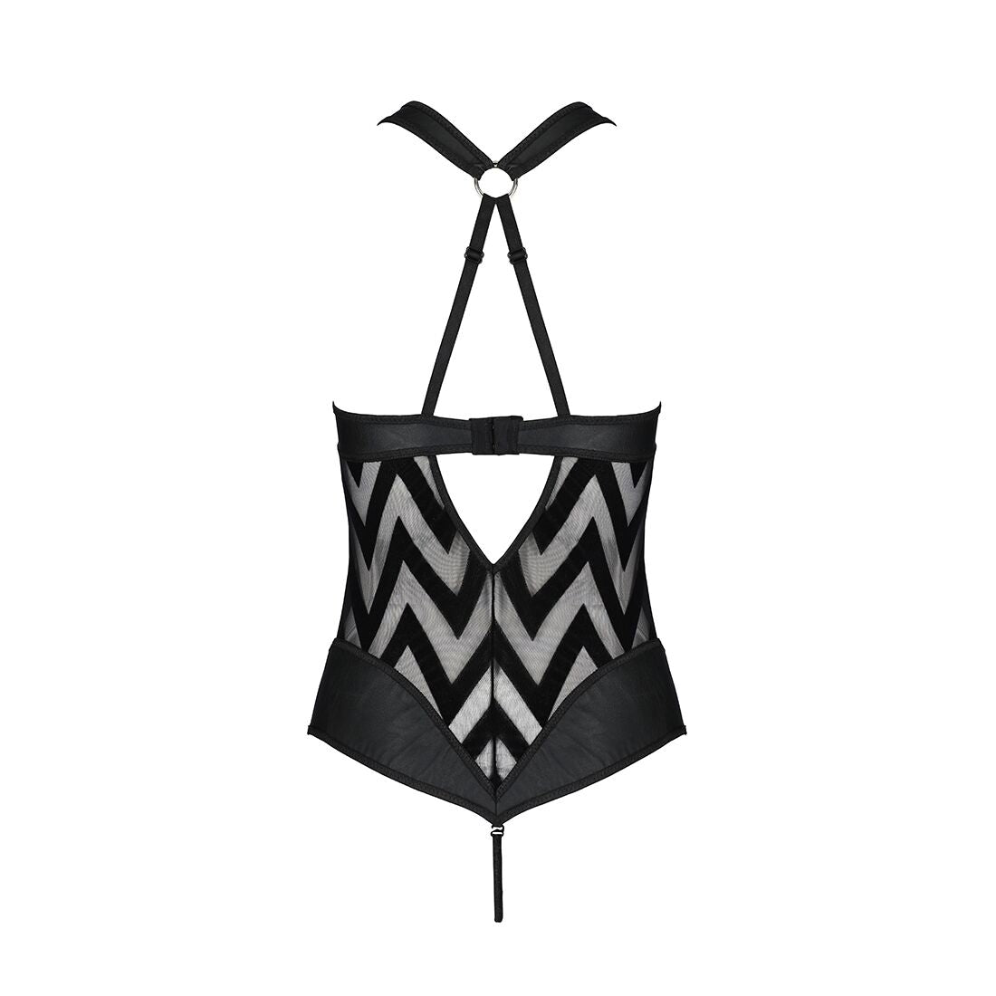 Сітчастий боді з халтером та ритмічним малюнком Passion Hima Body L/XL, black