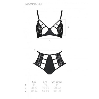 Розпродаж!!! Комплект з екошкіри Passion Tamaris Set black L/XL, бюстгальтер та трусики