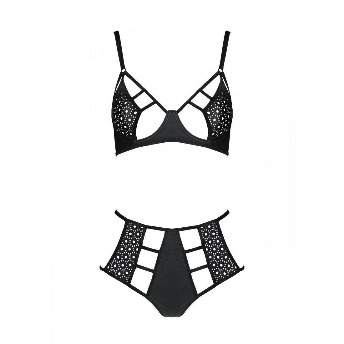 Розпродаж!!! Комплект з екошкіри Passion Tamaris Set black S/M, бюстгальтер та трусики