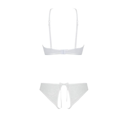 Комплект: бра, трусики з ажурним декором та відкритим кроком URSULA SET L/XL, white