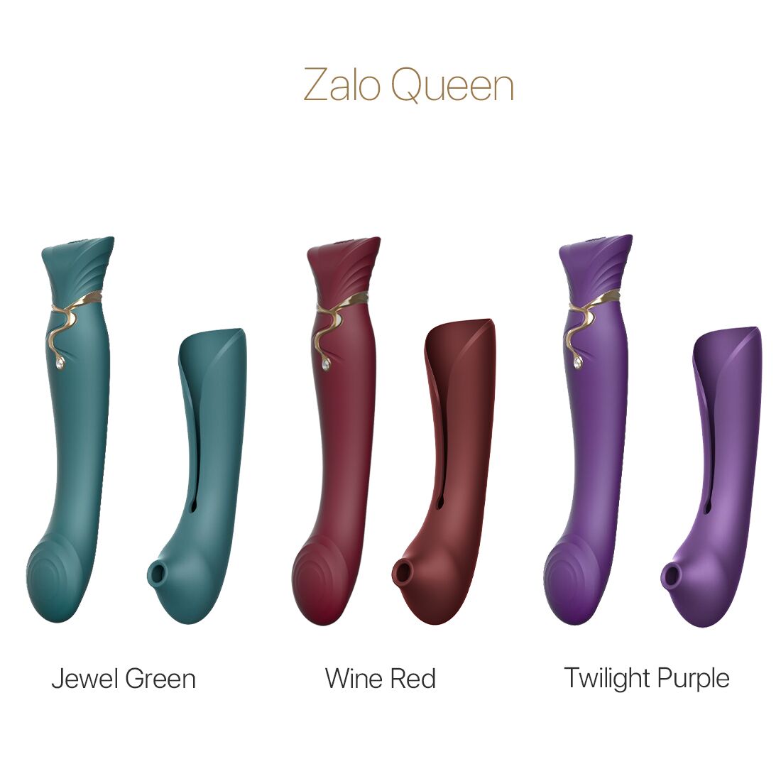 Смартвібратор 3в1 Zalo — Queen Set Wine Red, пульсівна перлина та вакуум, кристал Swarovski