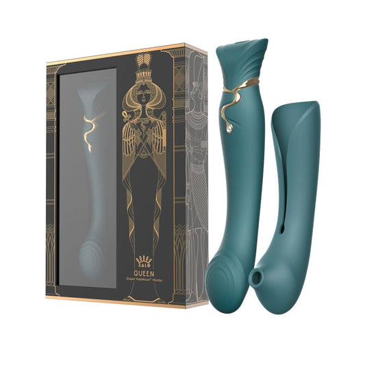 Смартвібратор 3в1 Zalo — Queen Set Jewel Green, пульсівна перлина та вакуум, кристал Swarovski