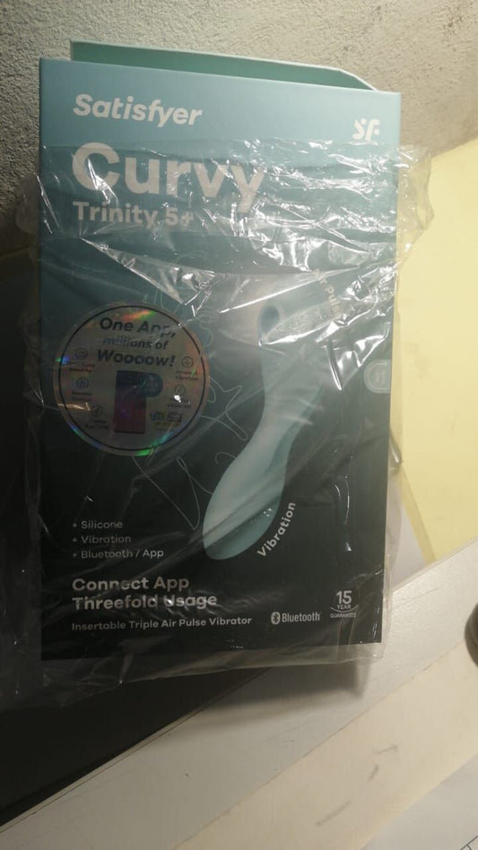 Вакуумний смарт-стимулятор із вібрацією Satisfyer Curvy Trinity 5 (Blue)  (м'ята упаковка!!!)