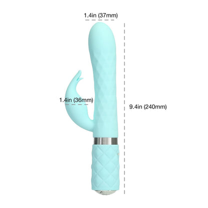 Розкішний кролик з ротацією та вібрацією Pillow Talk Lively Teal, кристал Сваровскі, потрійний відро