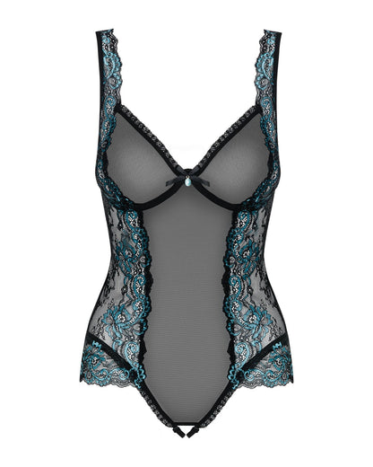 (SALE) Сітчасте боді на кісточках Obsessive Amanta teddy S/M, чорне, з доступом