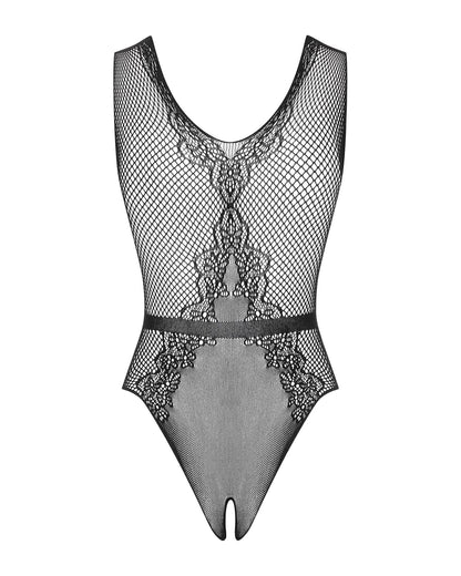 (SALE) Сітчастий бодістокінг з доступом Obsessive B115 teddy S/M/L, чорний