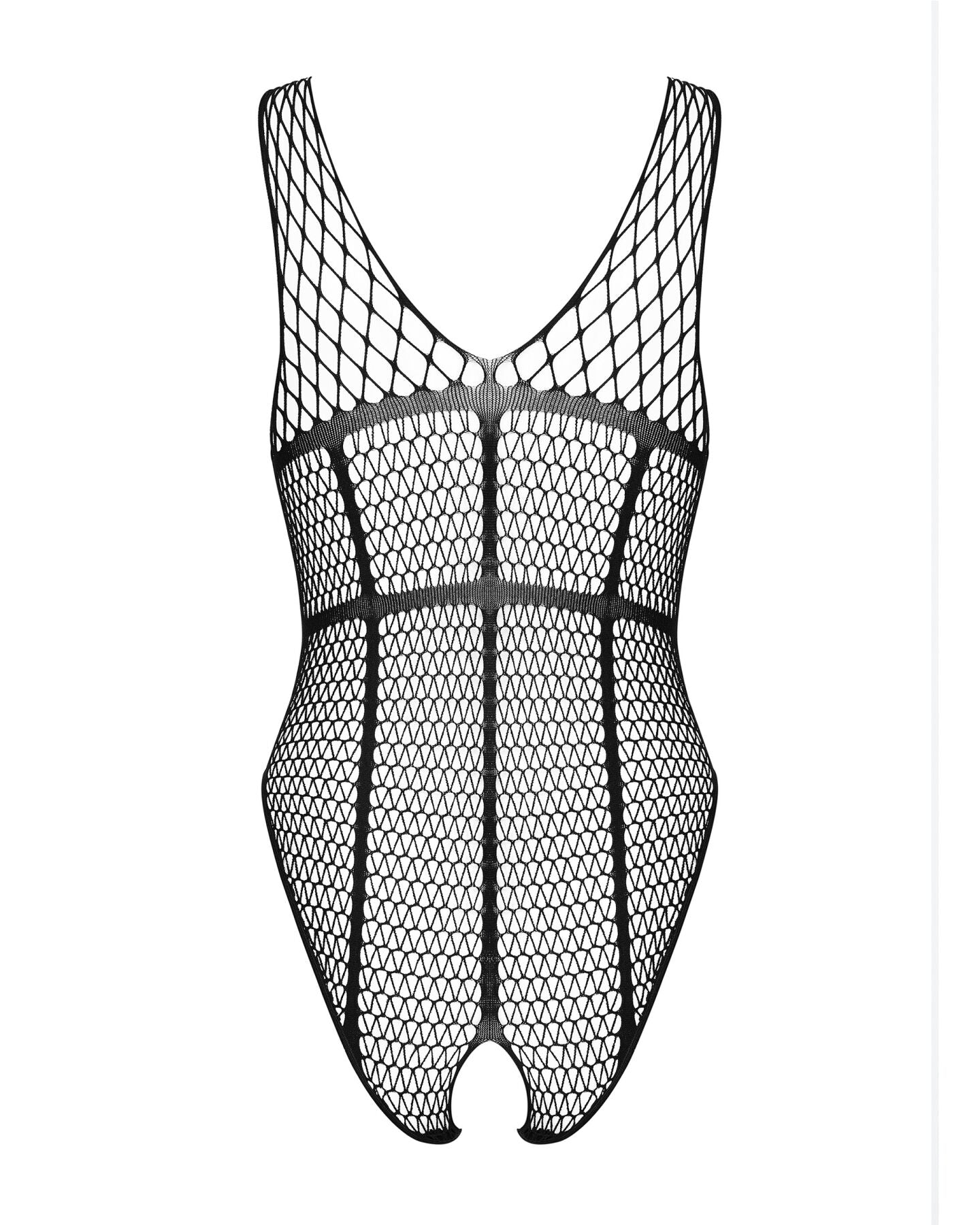 Бодістокінг із великої сітки з доступом Obsessive B117 teddy S/M/L, чорний