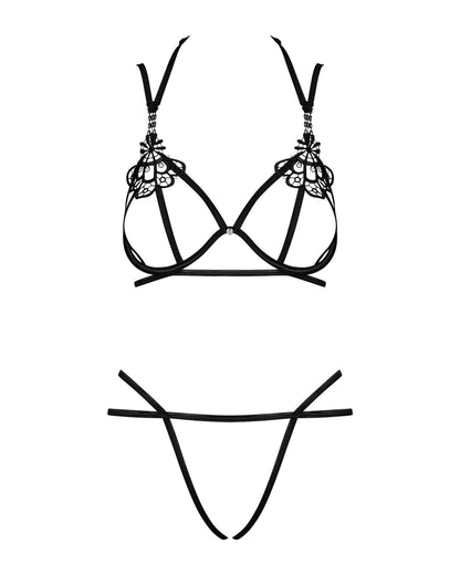 Еротичний комплект зі стреп Obsessive Badossa 2-pcs set L/XL, чорний, з доступом